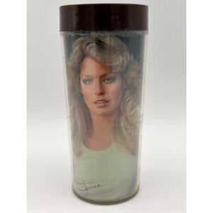 1977 CHARLIE'S ANGELS Thermo-Serv Tumbler Drink Glass Cup FARRAH FAWCETT Read
